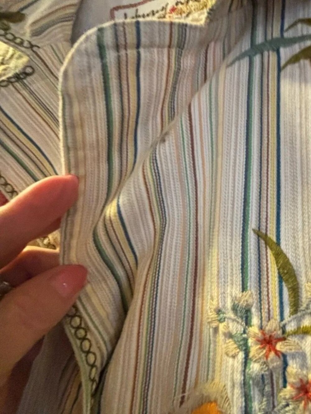 Johnny Was Striped Embroidered Floral Fully Lined Jacket Blazer Women's Medium - Picture 5 of 10